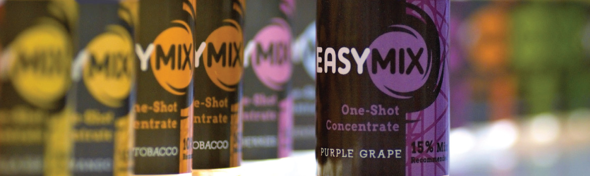 Close up of EasyMix one shot concentrates 30ml